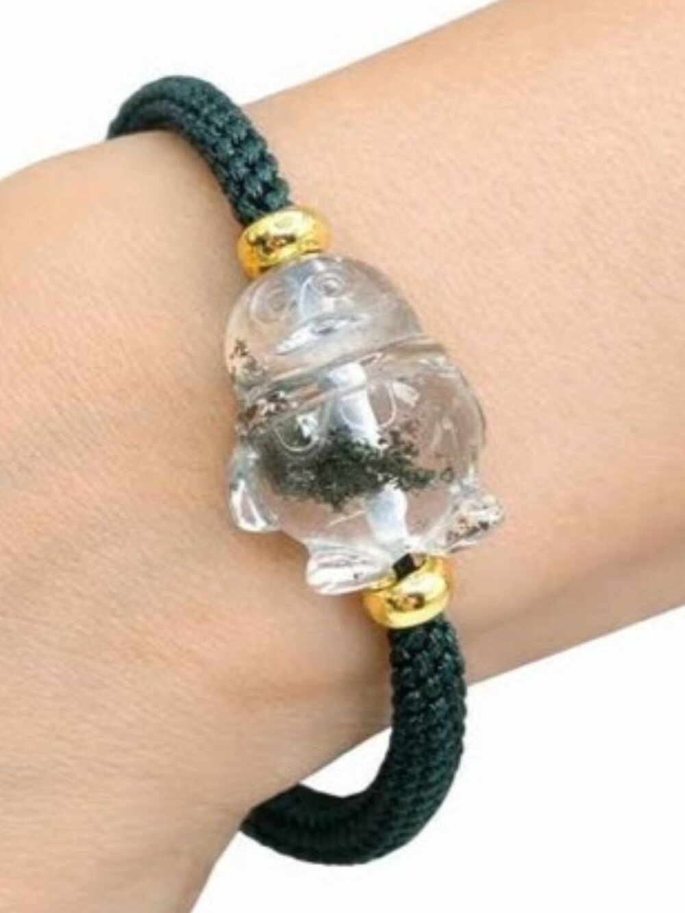 Nature Garden Quartz Hand Carved Penguin Braided Bracelet